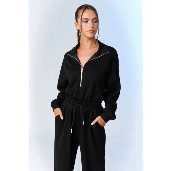 NWT Papermoon Women's Black Zoe Soft Knit Jumpsuit Size Large - Picture 3 of 12